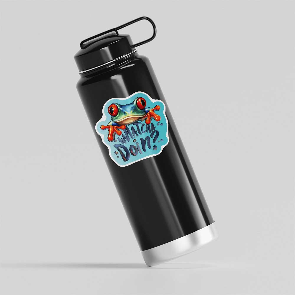Whatcha Doin? Eager Frog Sticker Vinyl Decal