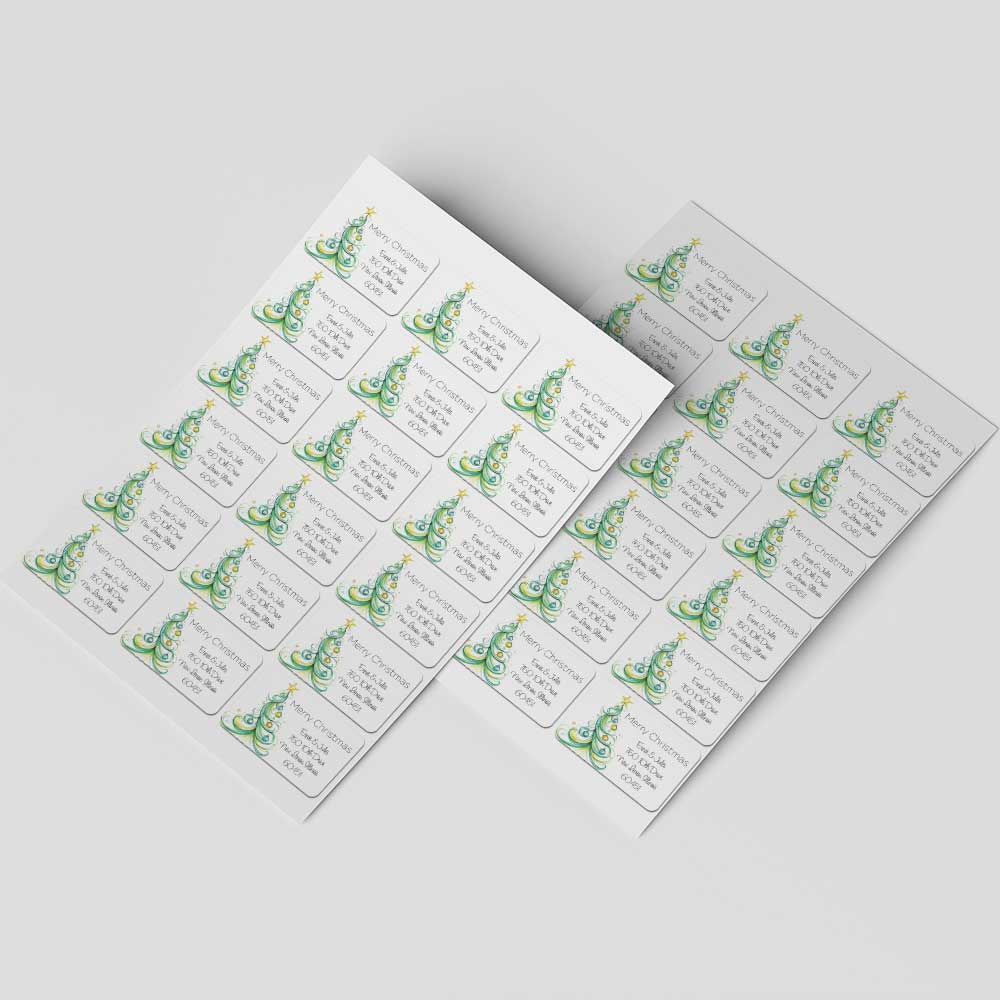 Wispy Christmas Tree Return Address Labels