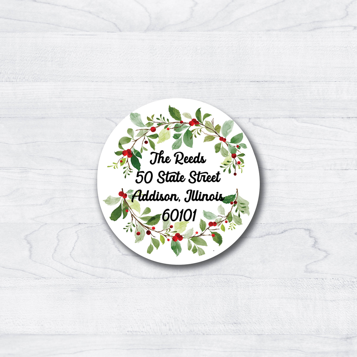 Red Return Sticker Red & Green Round Return Address Labels or Gift Tags – Stella's ...